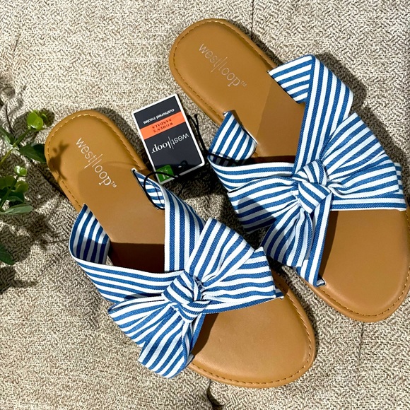 West Loop Bow Striped Sandals - Picture 1 of 3